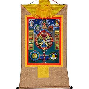 (Beschermingswiel van de Tibetaanse kalender, Tibetaanse dierenriem) Boeddha tapijt met scroll, for Zen Home Decor Meditatie (kleur: rood, maat: medium) (Color : Beige, Size : Large(85cm*63cm))