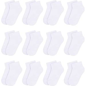 L&K-II 10/12 sokken voor meisjes met schattige patronen, sportsokken voor kinderen, van katoen, kleur 2848 VA, 12 paar - wit, 35-38
