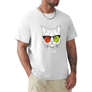 Heren T-shirt Kat Korte Mouwen T-shirt Ronde Hals T-shirt voor Mannen, Cat1, 3XL