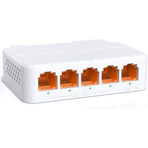 PoE Extender 1 in 4 Out, NICGIGA 5 Port 802.3af/at/bt PoE Repeater, Vlan, Extend 100 Meters(328 ft), Power Over Ethernet PoE Splitter.
