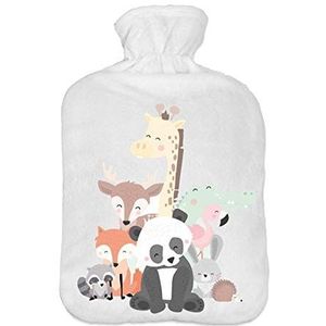 Warmwaterkruik met pullover overtrek 2 liter bedfles met mooie fleece print overtrek rubberen warmwaterkruik met deksel dieren [092]