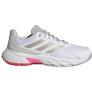 adidas Courtjam Control 3 tennissneakers voor dames, wit/ijzer-metallic/lucid red, 42 2/3 EU, wit ijzer metallic lucid red, 42 2/3 EU