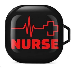 Verpleegster Hartslag Rood Kruis Oordopjes Hoesje Compatibel met Samsung Hard Shell Beschermhoes Zwart-Stijl