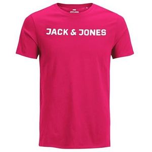 JACK & JONES Heren T-shirt Logo Ronde Hals T-Shirt, roze (fuchsia rose), XL