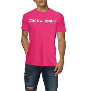 JACK & JONES Heren T-shirt Logo Ronde Hals T-Shirt, roze (fuchsia rose), XL