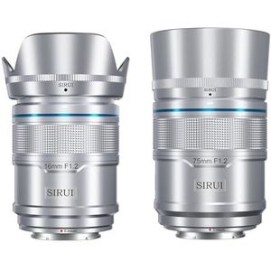 SIRUI Sniper 16mm, 75mm Autofocus Lens Set, F1.2 Groothoek APS-C Camera Lens voor A5 A6 A7 FX A9 ZV-E Serie (E-mount, Zilver)