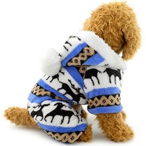 Ranphy Pyjama, zachte fluwelen hoodie met rendiermotief voor honden en puppy's