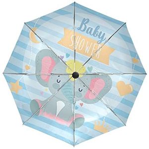 Cartoon Baby Leuke Olifant Paraplu Automatisch Opvouwbaar Auto Open Sluiten Paraplu's Winddicht UV-bescherming voor Mannen Vrouwen Kinderen