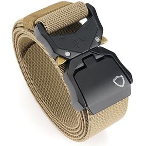 KARMA.DIEM Premium nylon outdoor riem, uniseks, met solide snelsluiting, 3,8 cm x 125 cm lengte, outdoor, tactiek, militair, wandelen, werkriem, beige, Unisize 125cm