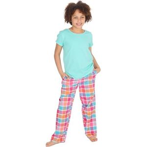 undercover lingerie Meisjes Kids Korte Mouw Jersey of Geweven Lange Pyjama PJ Set Nachtkleding, Mint Pastel Check, 13 jaar