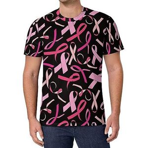 Roze lint borstkanker bewustzijn mannen T-shirt met korte mouwen casual ronde hals T-shirt mode zomer tops