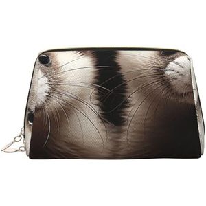 Fretten make-up tas voor vrouwen cosmetische tassen lederen reizen make-up tas organisator waterdicht make-up zakje open platte toilettas draagbare opbergtas voor reizen, Goud, Eén maat