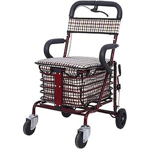 Rollator - Opvouwbare Scooter - Staal - Voor Ouderen - Vier Wielen - Zitfunctie