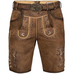 Edelnice Trachtenmode Hoogwaardige korte klederdrachtbroek Markus van wildbokleer maat 46-66, bruin, 52