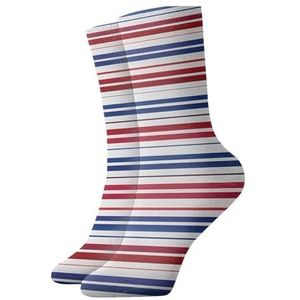 UVBDF De rode Blauwe Witte Sokken van het Strepen In te ademen Comfort, Vochtafvoerende Zachte Sokken voor Dagelijkse Dragen en
