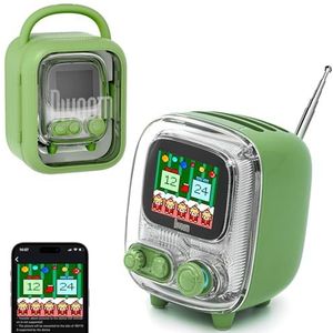 Divoom Tiivoo Retro Bluetooth-luidspreker, extra FM-radiofunctie met Pixle Display Screem, Vintage Decor geschikt voor slaapkamer, tafel, buiten, groen