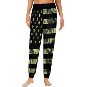 Amerikaanse vlag met camouflage dames pyjama lounge broek elastische tailleband nachtkleding bodems print