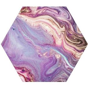 DEQORI Hexagon Wandbehang, zelfklevend, 55 x 47,6 cm, levendig paisleypatroon, textielcanvas, verwijderbaar, decoratief en vormvast, voor woonkamer, kantoor, hal of kinderkamer