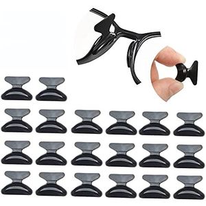 10 paar neuspads van silicone, vlindervorm, bril neuspads zacht voor brillen zonnebrillen, 1,8 mm (zwart)