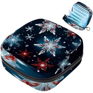 MUOOUM Kerst Sneeuwvlok Patroon Maandverband Opbergtas Draagbare Menstruatie Tas Voor Vrouwen Tiener Meisjes Menstruatie Cup Pouch Nursing Pad Houder