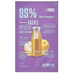 MISSHA Talks Vegan Squeeze Sheet Mask Super Energizer Veganistische doekmaskers voor een energievrije huid, 1 stuk