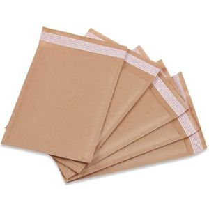 Papieren verzendbuidel, mailingenveloppen, bubbelzakken, verpakking van 100 stuks, pel-en-zegel, stevig, lichtgewicht, gewatteerd (120 x 165 mm)