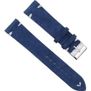 LQXHZ Hoge Kwaliteit Suède Vintage Horlogebandjes Blauwe Horlogebanden Vervangende Riem For Horlogeaccessoires 18 Mm 20 Mm 22 Mm 24 Mm (Color : RoyalBlue-White Line, Size : 22mm)