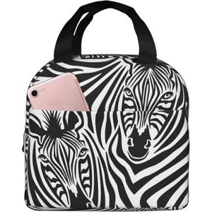 EdWal Zebra Print Lunchbox voor Vrouwen Mannen Volwassen Herbruikbare Lunch Tas Geïsoleerd Voor Werk Reizen Picknick