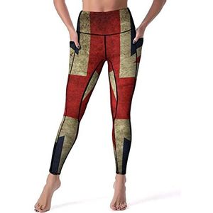 Britse vlag dames yoga broek hoge taille legging buikcontrole workout running legging M