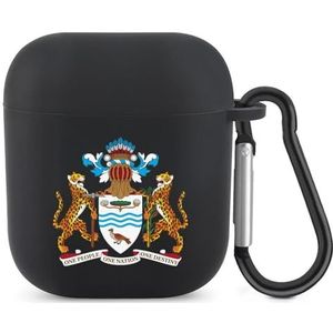 Guyanese wapenschild vlag schattig hoesje voor AirPods 2 & 1 schokbestendige beschermende hoofdtelefoon gevallen cover met sleutelhanger voor mannen vrouwen
