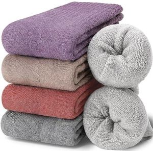 EBMORE Dames Wol Sokken Merino Warme Wol Sokken Dikke Wandelsokken Thermosokken Wintersokken Cadeaus voor Dames 5 Paar (Blauwe Mix)