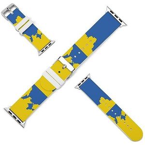 Oekraïense vlag met de kaart siliconen horlogebanden zachte horlogebandjes sport horloge polsbandjes horlogeband voor mannen vrouwen 42 mm/44 mm
