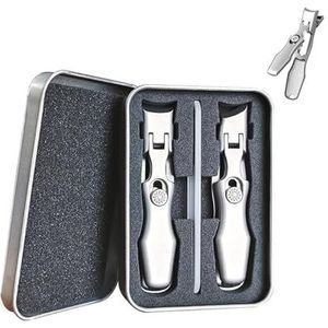 Nail Clippers for Men,Toe Nail Clippers with Catcher Clippers for Thick Nails for Seniors, Stainless Steel Heavy Duty Fingernail Clippers Wide Opening Nail Cutter with Catcher File (Color : A+b)