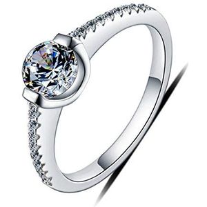 S925 sterling zilveren ring eenvoudige zirkoon damesverlovingsring sieraden