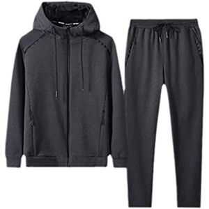 Mannen Losse Sportpak Hoodies Sets, Winter Plus Size Sportkleding, Fleece Thermische Trainingspak Jogger Run Sport Pak, Grijs, 8XL