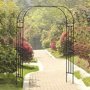 Outdoor tuinboog loopbrug, metalen rozenboog, wijnstokken klimbogen, pergola-prieel weerbestendig, voor gazon, achtertuin, terrasfeest, decoratief latwerk, eenvoudige montage (kleur: zwart, maat: 180