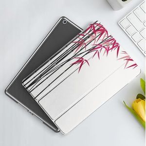 CONERY Hoesje compatibel iPad 10.2"" (9e/8e/7e generatie) bamboe, bamboeboom met kleurrijke bladeren exotische elementen struiken gestileerd kunstzinnig werk, roze zwart Wh, Slim Smart Magnetic Cover