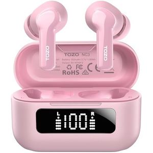 TOZO NC3 Hybride Actieve Ruisonderdrukking Draadloze Bluetooth 5.3 Earbuds 6 Mics ENC Clear Call 55H speeltijd 32 vooraf ingestelde EQ's via APP IPX8 Waterdichte in-ear hoofdtelefoon met LED-display