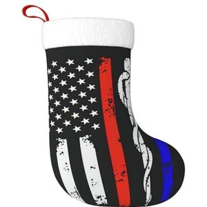 Kfjghhl Rode Streep Brandweerman Usa Vlag Kerst Kous Volwassen Kind Klassieke Kous Gift Opknoping Zakken Woondecoratie Gift Bag