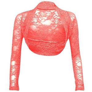 krautwear Bolero voor dames, met lange mouwen, stola, bolero, bruiloft, feestelijk, kant, zwart, wit, rood, beige, blauw, roze, 34 NL/40 NL