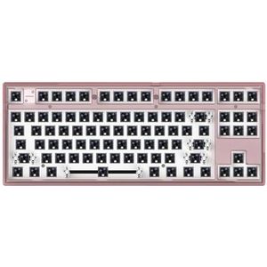 QPSJXN MK870 Mechanisch Toetsenbord, drie modi, draadloos, hot swap, RGB, aanpasbare full-knop-toetsenbordaccessoires (bedraad roze doorsnede)