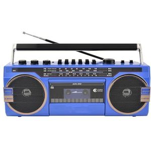 CD-Speler Met Luidsprekers, CD-Cassettespelercombo Met Bluetooth, Klassieke Retro Bluetooth-Cassetterecorder in Jaren 80-Stijl En Am/Fm-Radioluidspreker,Blue