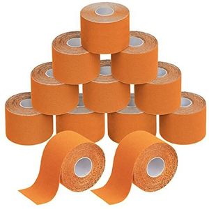 BB Sport 12 x Kinesiology Tape 5 m x 5 cm Vele Kleuren E-book Applicatie Brochure Elastiek Spirien Tape Kinesiotape, Kleur:Oranje