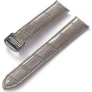 LUGEMA Heren Dames Lederen Band Vervanging Cartier Tank London Solo Sleutel Vouwsluiting 17/18/20/22 MM Lederen Horlogebandje Accessoires (Color : Grey, Size : 17)