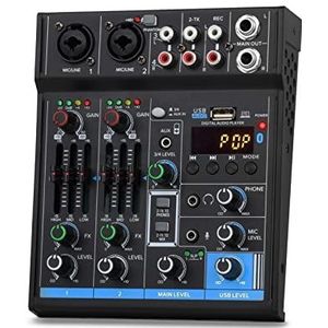 geluidsconsole, Professionele 4-kanaals interface minimixer USB Bluetooth geluidskaart 48V fantoomvoeding Studio-opname DJ-mix