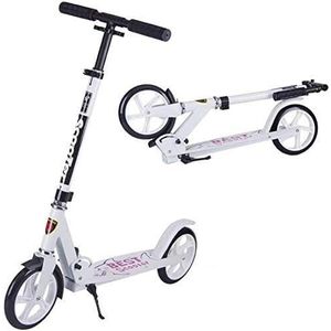 Scooter for volwassenen Volwassen scooter met grote wielen - Opvouwbare scooter for jeugd Kinderen Verstelbare hoogte - Ondersteunt 100 kg (Color : White)