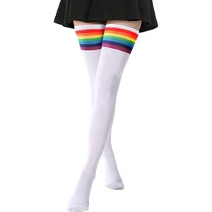 DRESHOW Extra lange dijkousen Lange laarskousen Gestreepte overkniekousen voor dames Katoenen beenwarmers