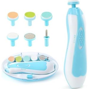 Nageltrimmervijl voor baby's, met lichtveilige elektrische nagelknippersset voor pasgeborenen, peuters, kinderen, tenen en vingernagels, verzorging, polijsten en trimmen, werkt op batterijen (AA)