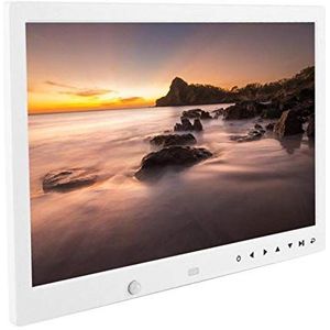 XCLT-1309T Digitale Fotolijst, Draagbaar 1080P Klokfilmspeleralbum met Afstandsbediening, 13 Inch Groot HD-scherm, Ingebouwde Luidspreker, 3,5 Mm Audio-aansluiting, Moederdaggeschenken(wit)