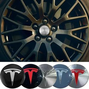 Auto Hub Center Cap Wieldoppen voor Tesl-a Model 3 Highland Model S X Y 56MM Wielnaafdoppen Stickers Banden Velgen Emblem Decal Protector Vervanging Accessoires,BlackSilver